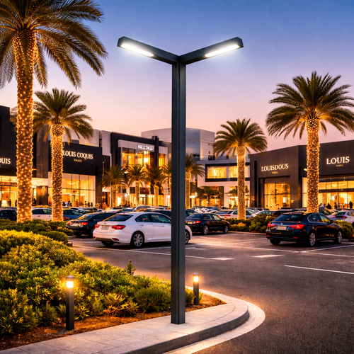 عمود إنارة Span Pole LED صناعة سعودية للمواقف والشوارع
