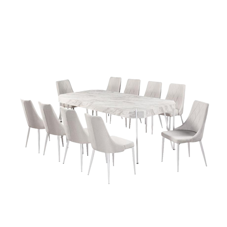 طاولة غرفة الطعام 10 كراسي أبيض 