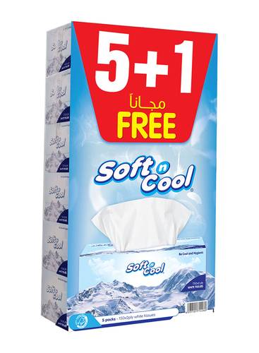سوفت وكول مناديل وجه، 6 علب × 150 منديل 