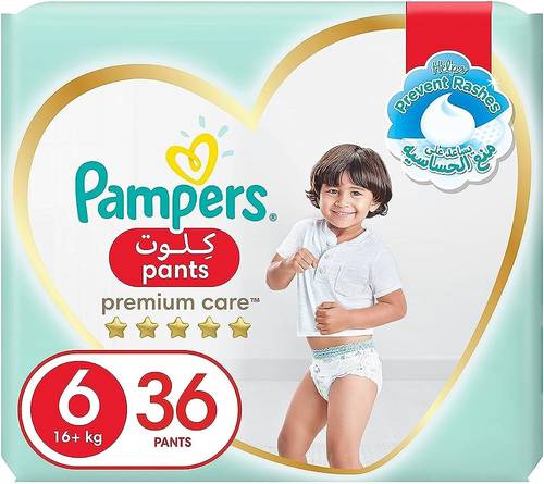 حفاضات بامبرز بريميوم كير كلوت مقاس 6 - 36 قطعة