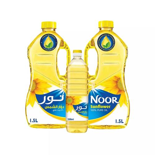 عبوتين من زيت نور - 1.5لتر + عبوة 500 لتر