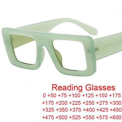 New Fashion Green Reading Glasses Luxury Brand Women Men Square Flat Top Big Frame Presbyopia Eyeglasses Anti Blue Light Glasses
