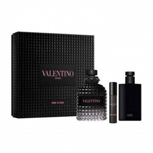 طقم فالنتينوا اومو بورن ان روما عطر أودي تواليت ١٠٠ مل + عطر بخ ١٥ مل + جل استحمام ١٠٠ مل 