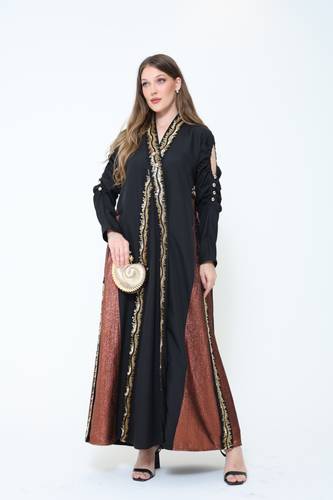 جلابيه اسود بشك ذهبي