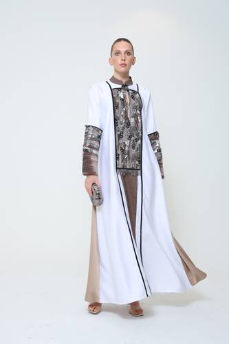 جلابيه اوف وايات مع مخمل بني مشغول