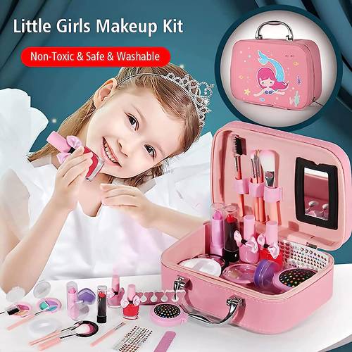 Makeup Kit With Storage Case Pink Color Portable, Durable And Washable