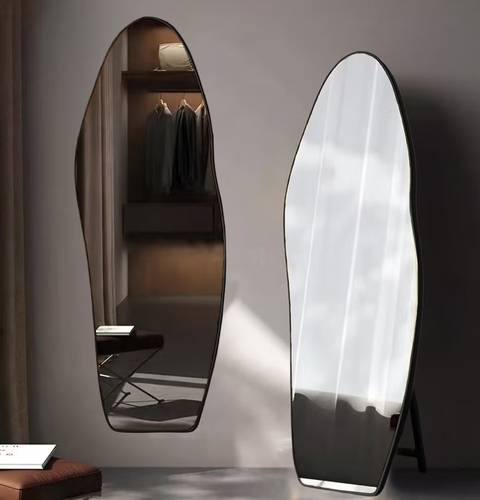 Full Length Cloud Standing Mirror with Black Frame and Shatter Resistant Glass for Wall and Floor - Multiple Sizes..