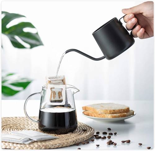 Long Mouth Coffee Kettle Stainless Steel Material Brew Coffee Gooseneck Shape Suitable For Furniture Kitchen Tea Cafe (Color : Black, Size : 350ml)