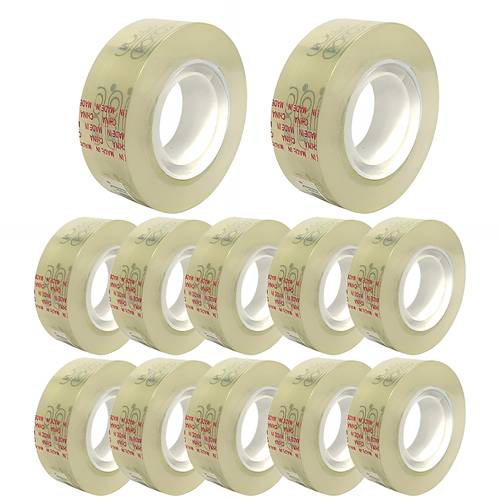 Roco 12-Piece Heavy Duty Masking Tape with Strong Tear Resistant Adhesive for Home, Office, School Supplies, Gift Wrapping, and Craft Projects - Transparent