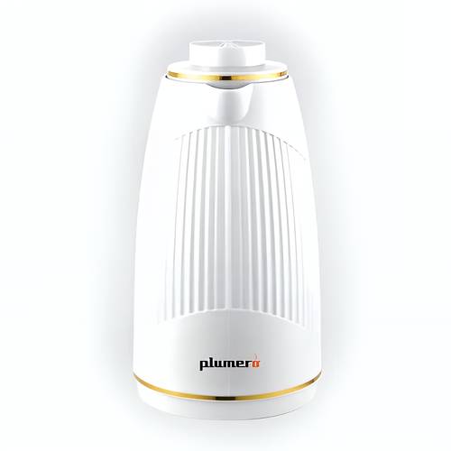 Plumero V Flask with Gold Design - 1 Liter - White