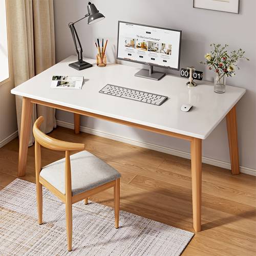 Modern Solid Wood Frame Home Computer Study Desk, Work Dining Table - White - Multiple Sizes