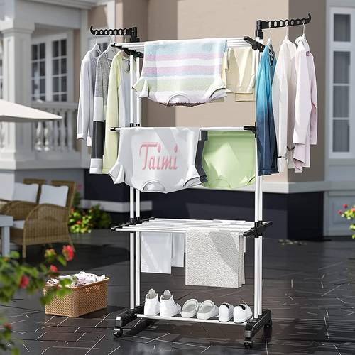 3Tier Foldable Clothes Drying Rack Laundry Drying Rack White/Black