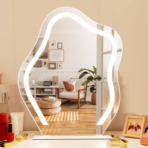 مرآة كاملة الطول سحابية مع ضوء - ابيض