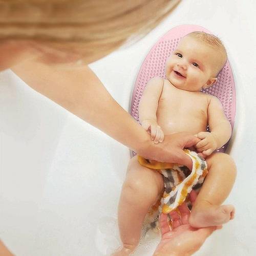 Comfortable Non-Slip Bath Safety Baby Bath Chair with Inclined Headrest Pink