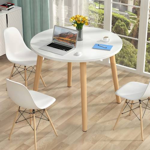 The best sets of round dining tables from Timey, made of strong wood, with comfortable chairs, versatile for home and office.