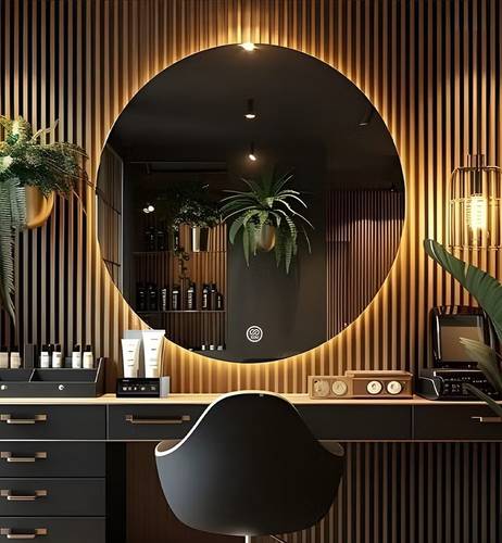 Round makeup mirror with LED backlighting, makeup mirror suitable for dressing rooms, bathrooms, 3 LED light colors - multiple sizes.