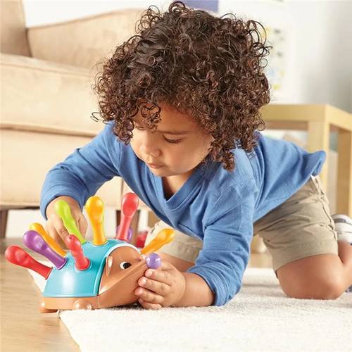 Multi-skilled hedgehog toy for children to build their fine motor skills and hand-eye coordination