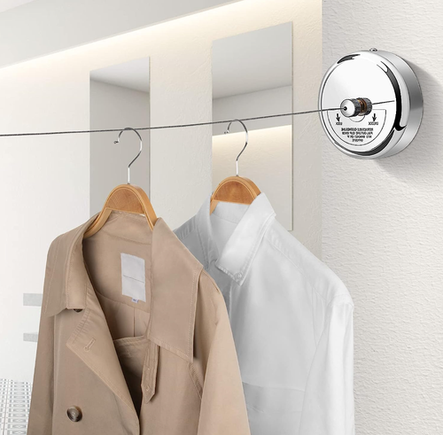 Stainless Steel Single Line Retractable Clothes Dryer Silver