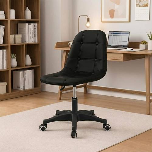 Leather office chair with adjustable height, black wheels, stylish padded chair for home and office - multi-colored.