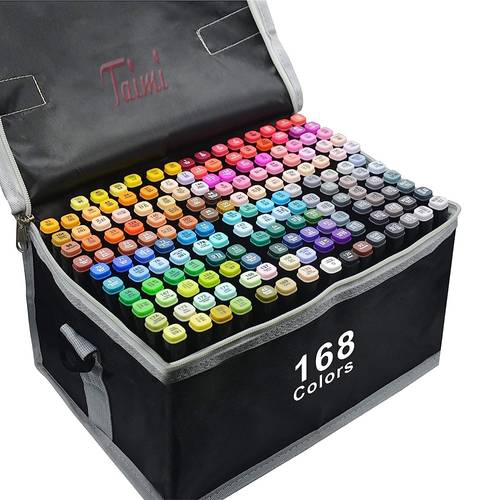 Set of 168 Colour Marker Pens, Dual Tips Permanent Marker Pens Art Markers for Kids and Chisel Set for Kids Artist Students Sketch Brush Markers