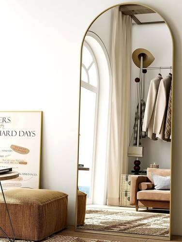 Large mirror with an elegant design 160x50cm - Full-length mirror with a metal frame and back stand - Its wonderful design is suitable for dressing rooms and bedrooms - Multi-colored.