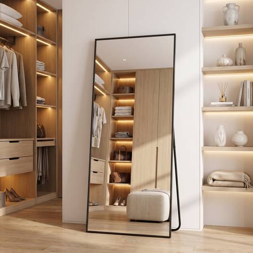 Full body mirror with metal frame, wall-mounted, 170*70 cm, with a stand for floor mounting - multiple colors.
