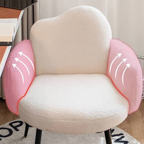 Stylish upholstered boucle fabric chair with arms, comfortable backrest and metal legs for living room, bedroom, dressing room and makeup room - Multiple Colors