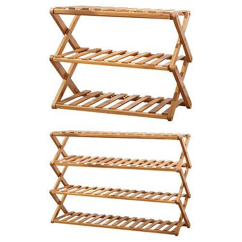 Foldable Bamboo Shoe Rack - Multiple Shelves