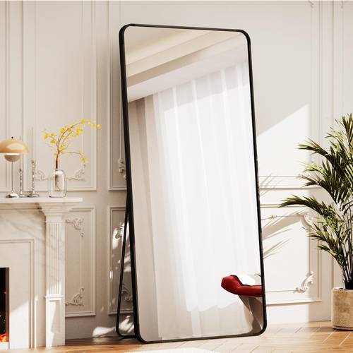 Rectangular mirror measuring 160×50 cm | Full-length mirror with metal stand and frame, floor or hanging mirror, for bedroom or entryway - multi-colored.