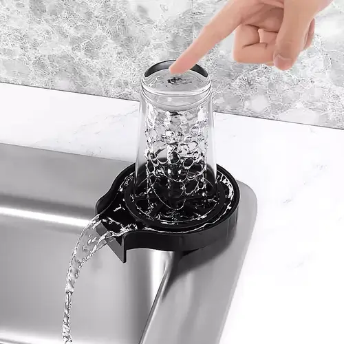 Automatic cup rinser with accessories by water pressure