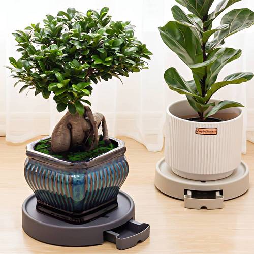 Flower Planter Stand with Drain Tray and 360 Degree Swivel Wheel for Convenient and Smooth Movement Indoor and Outdoor - Multiple Colors and Sizes