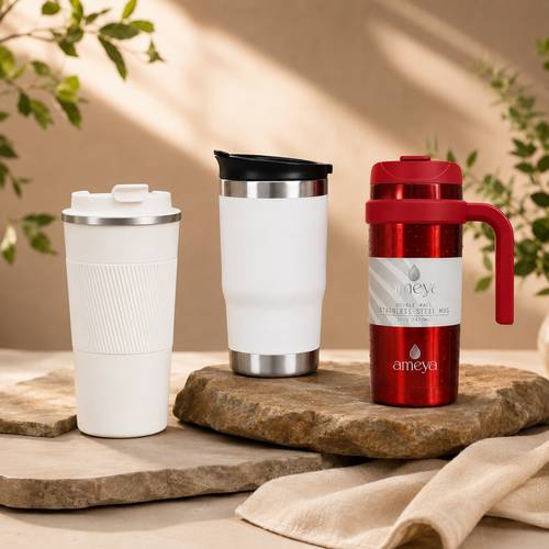 Double-walled stainless steel thermal coffee travel mug, insulated and leak-proof - multiple types and sizes.