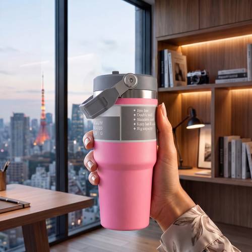 600ml Stainless Steel Travel Coffee Mug - Vacuum Insulated Thermal Mug with Straw and Leak-Proof Lid - Multi-Color.