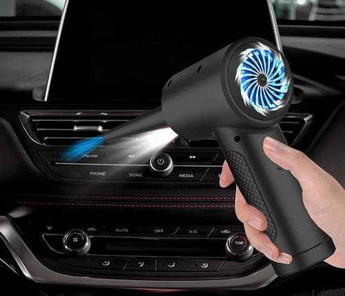 Cordless Electric Air Duster with 5 Attachment Replacement Cleaning Nozzles Rechargeable Black