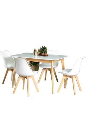 Luxurious rectangular dining table set with several attractive chairs | Padded chairs for increased comfort. Available in multiple colors and sizes.