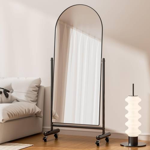 Large mirror with an elegant design - full-length mirror with wheels and steel frame - available in multiple sizes and colors.