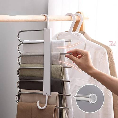 Folding Shelf with 6 HooksStainless Steel Gray