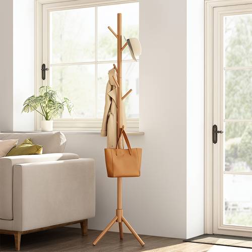 Creative Floor Standing Solid Wood Coat Rack Tree Shape Single Pole Corner Coat Rack for Bedroom Living Room - Multiple Colors