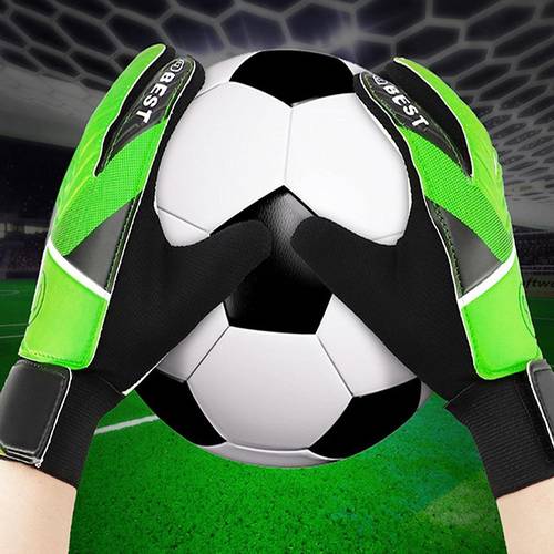 Kids soccer goalkeeper gloves hand protection green
