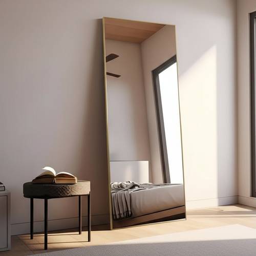 Large mirror with an elegant design 155×45 cm | Mirror with a metal frame and back stand - its design is suitable for dressing rooms and bedrooms - multi-colored.