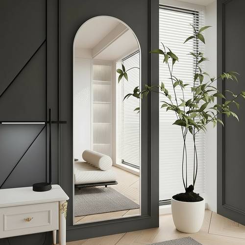 (Tempered Option Available) Full Length Arched Mirror with Stand Free Standing Floor and Wall Mounted - 50x150 cm - Multiple Colors