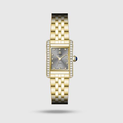 ساعة نسائية باللون  الذهبي ميناء باللون الرمادي موديل 5033