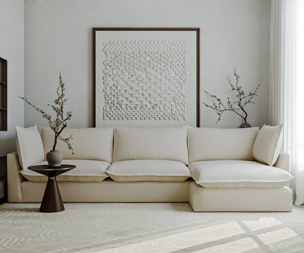 كنب زاوية الفانيليا بيج موديل بمقاس 300×145