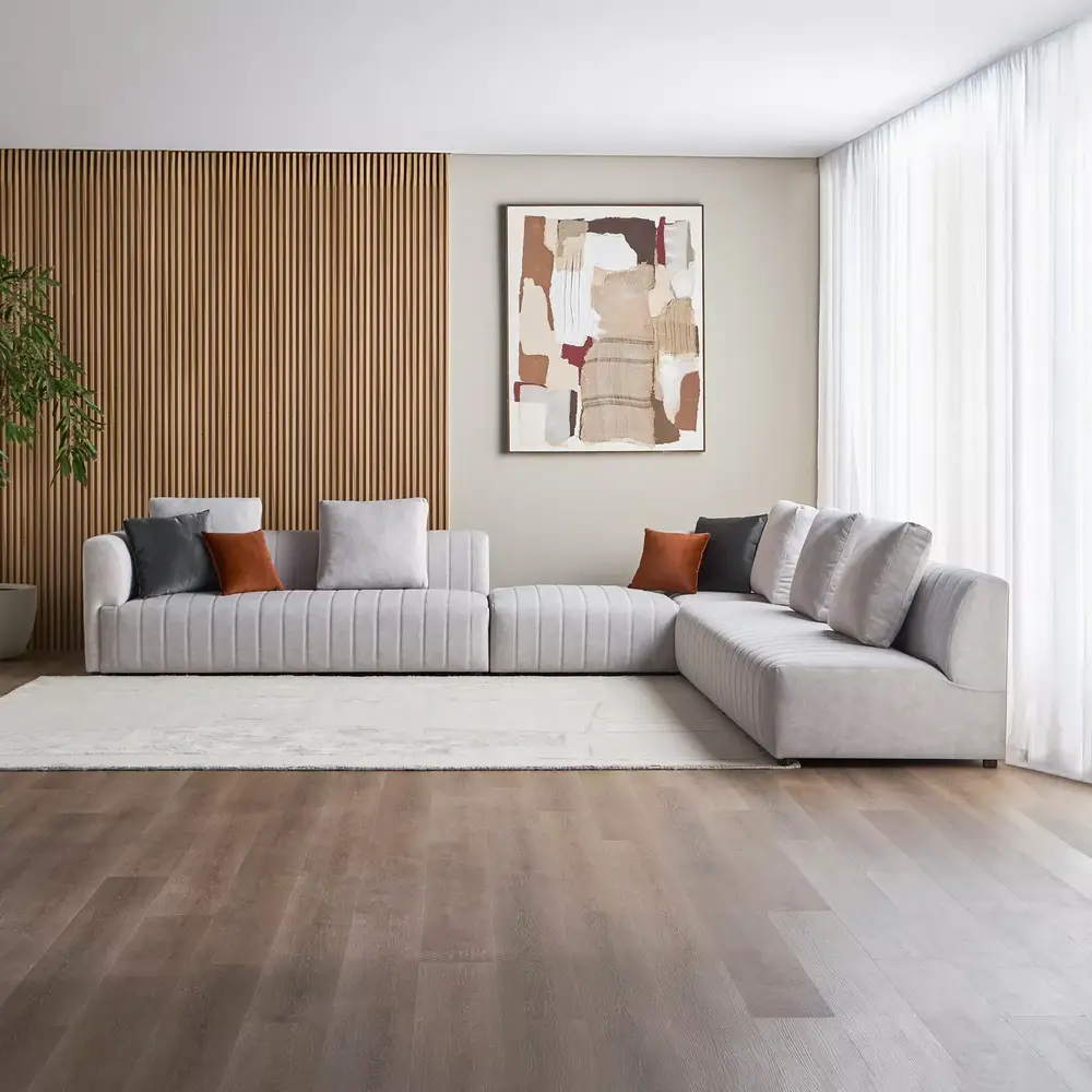 كنب زاوية الرصاصي نيون موديل "بريق" بمقاس 400×340
