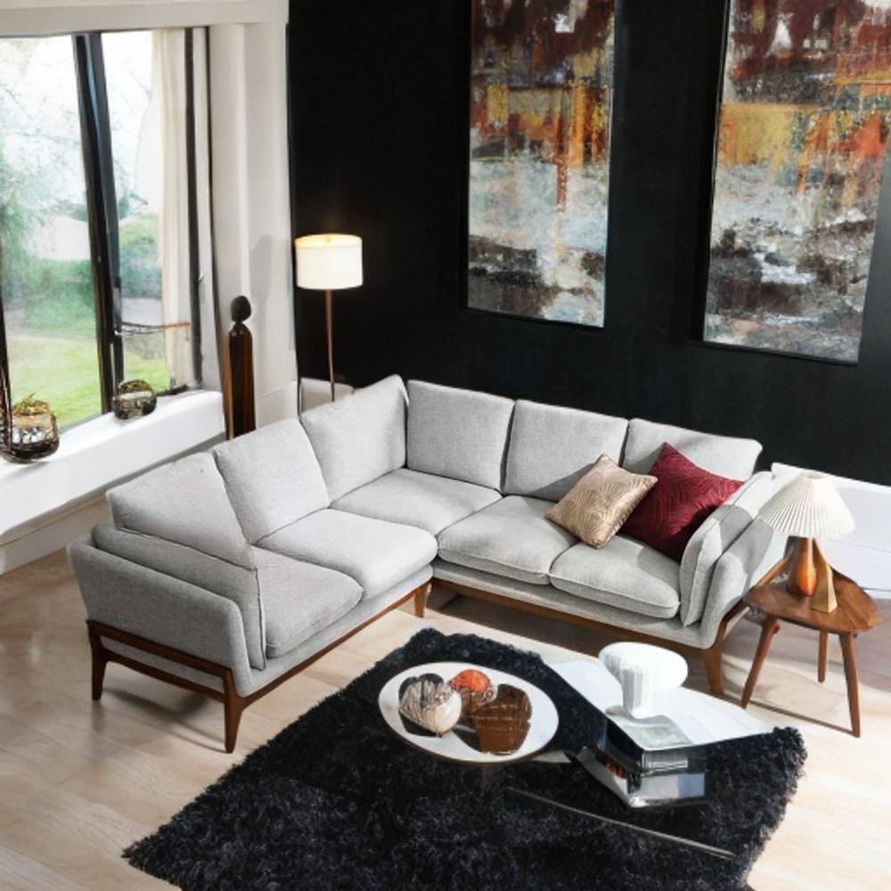 Gray off-white corner sofa model 