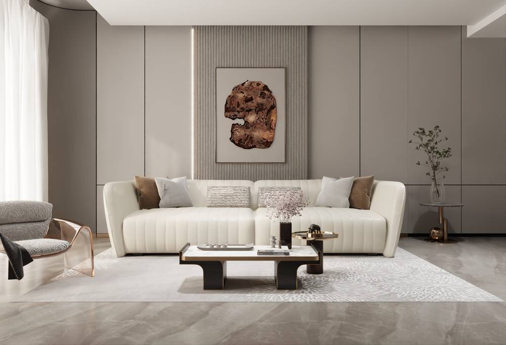 كنبة جلد سكري مقاس 300x85x42 سم