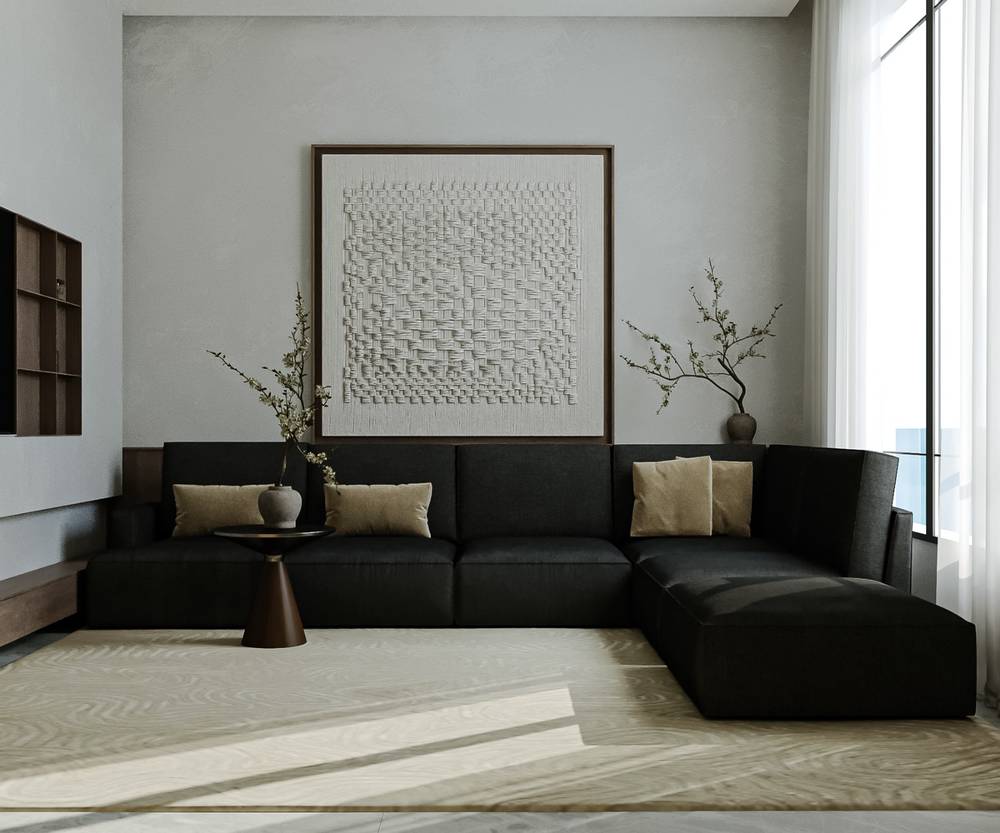 Black corner sofa model black touch size 330×260×155