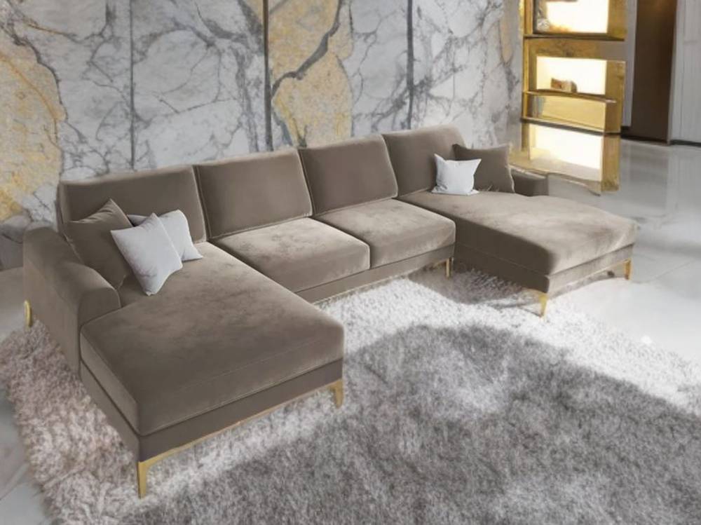 كنب الزاوية الكراميل موديل ترف بمقاس 330×160×160