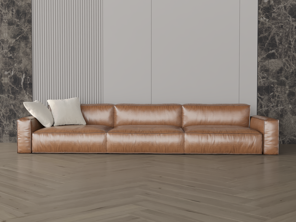 كنبة جلد مقاس 230x87x40 سم