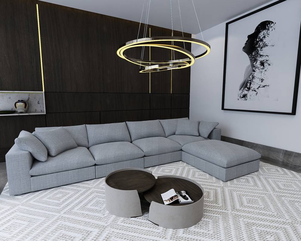 Light gray corner sofa model 